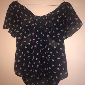 Navy dressy blouse with tiny boat print ⛵️🛶🛥